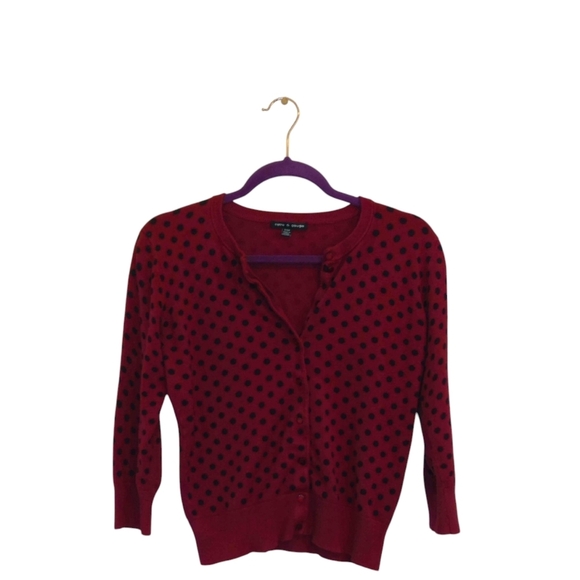 CABLE AND GAUGE POLKA DOT CARDIGAN - Picture 1 of 7